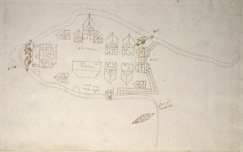 Map of the Ville-Marie fort.