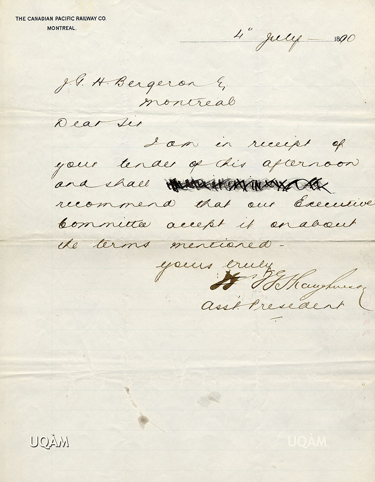 Letter from Thomas Shaughnessy.