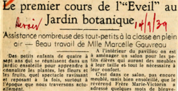 Le premier cours de l'éveil au Jardin botanique. Le Devoir (Montréal), 14 septembre 1939. JBM