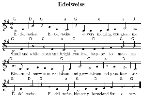 Clique sur l'image pour voir la trame musicale et les paroles de la chanson Edelweiss tir�e de la M�lodie du bonheur