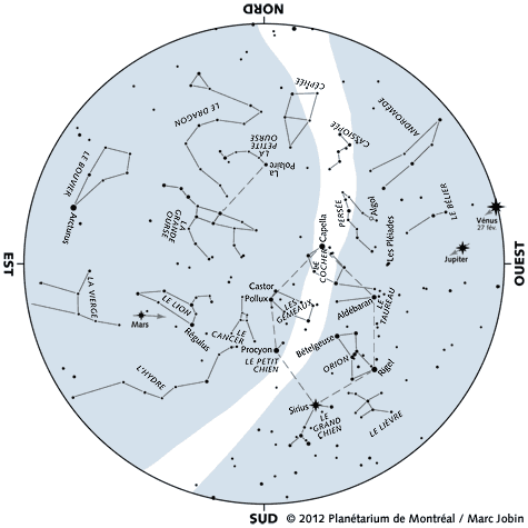 Carte du ciel de février 2012