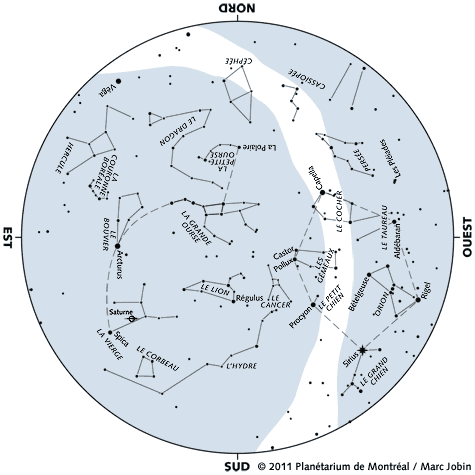 Carte du ciel de mars 2011
