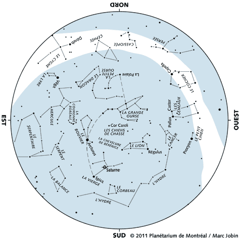 Carte du ciel d'avril 2011
