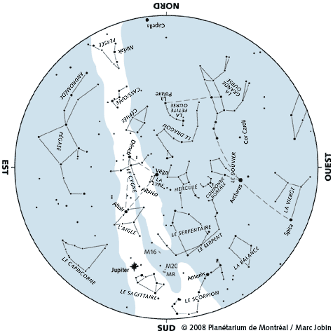 Carte du ciel de juillet 2008