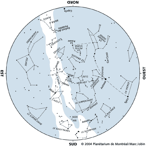 Carte du ciel d'ao&ucirc;t 2004