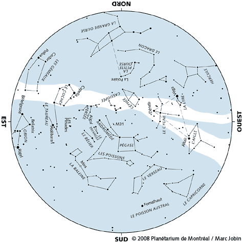 Carte du ciel d'octobre 2008