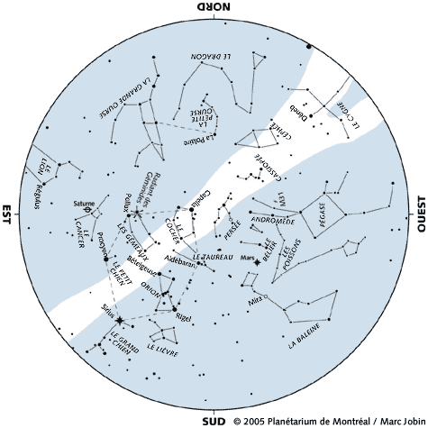 Carte du ciel de décembre 2005