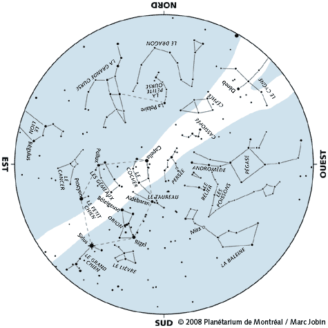 Carte du ciel de décembre 2008