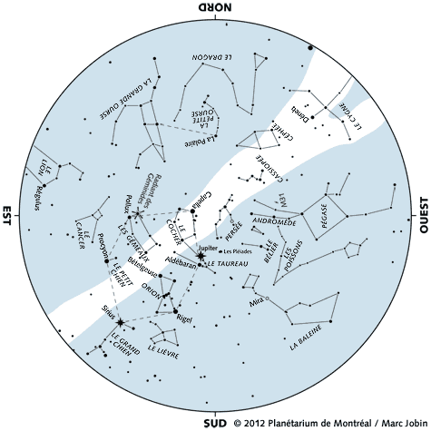 Carte du ciel de décembre 2012