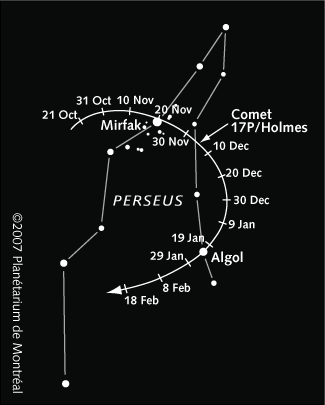 Comet Holmes and the constellation Perseus